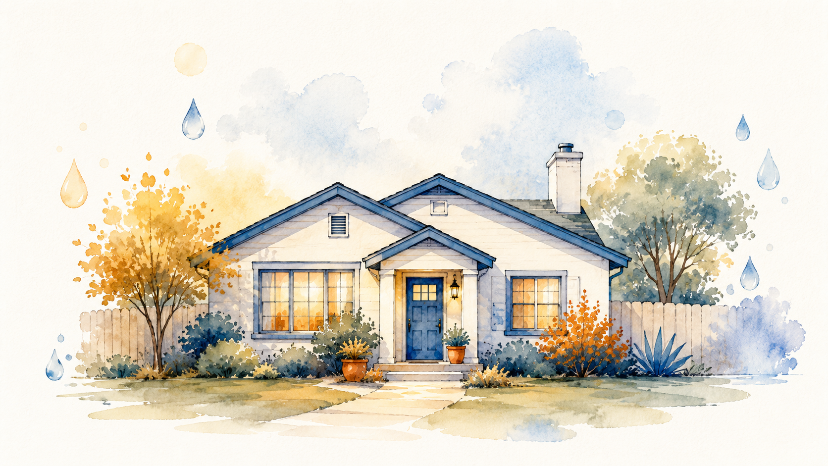 Cozy single story Sacramento home in warm daytime light